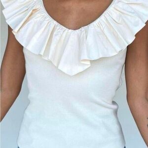 Maeve white Ruffle Tank Top